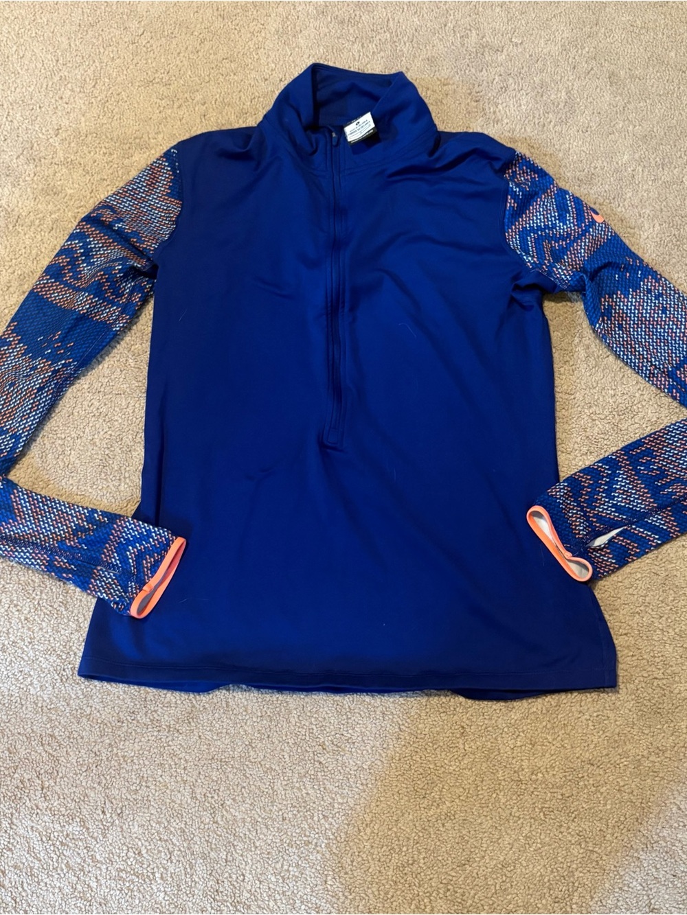 Nike Pro Hyperwarm Dri-FIT Nordic Sleeve Half Zip Royal Blue Performance Top; L